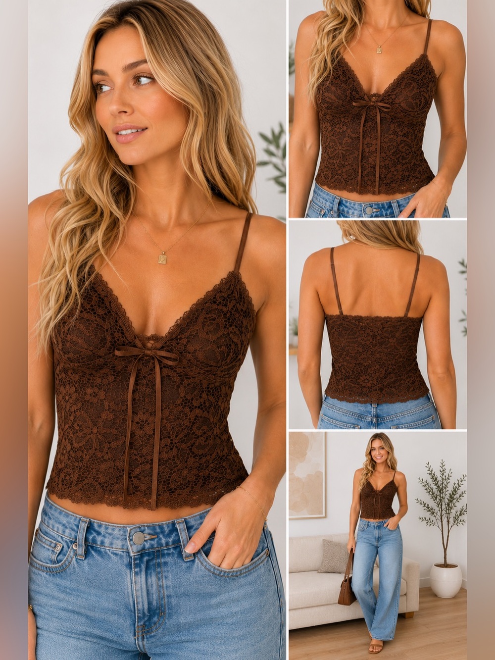Isabella’s Cabinet Brown Lace Cami Corset top